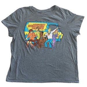 Scooby-Doo Women’s Gray Mystery Machine and Gang Graphic Logo Shirt Size X-Large
